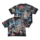 RARE PEACE 'Merica' All Over Print Oversized Rhinestone Cropped Tee in Black