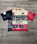BKYS Mens ‘League’ Oversized Cropped T-Shirt in Black/Multi