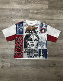BKYS Mens ‘Chaos Dept' Oversized Cropped T-Shirt in Red/White