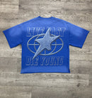 BKYS Mens ‘Ice Cream' Oversized Cropped T-Shirt in Blue