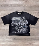 BKYS Mens ‘Saint’ Oversized Cropped T-Shirt in Black