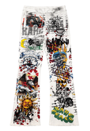 RARE PEACE Graffiti Doodle all-over print flared sweatpants in ecru