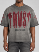 Men’s Rebel Denim 'TRVST' Oversized French Terry T-shirt in Grey
