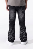BLACK LIGHT Kids 'Distressed' Flare Fit Denim in Black