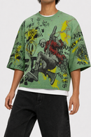 STORM88 KORA Washed 3/4 Sleeve Crop Top Tee - S/N Jersey In Light Green ST8-013