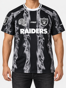 Pro Standard Las Vegas Raiders Ultras poly AOP T-shirt in black and gray with Raiders logo and team graphics.