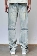 First Row 'Allover Rhinestone' Flare Fit Denim in Medium Stone Tint