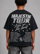 Majestik 'Unlimited Roaming' Garment Dyed Rhinestone T-Shirt in Black