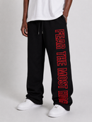 Protector and Maintainer 'FTMH' Flared Nylon Track Pants in Black/Red
