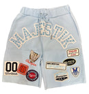 Majestik 'Champion' Rhinestone Rugby Patched Shorts  (Light Blue) FS26105