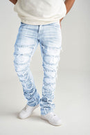 Spark Stretch Distressed Stack Denim in Lt. Blue