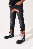 BLACK LIGHT Kids 'Fiery' Rhinestone Flare Fit Denim in Black