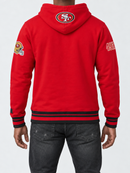 Red San Francisco 49ers Script Tail hoodie by Pro Standard, featuring team logo and comfortable hooded design.
