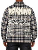 Men’s Rebel Denim 'Reigning Status' Long Sleeve Button Up Flannel in Grey