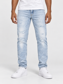 Jordan Craig Alexander Rip and Repair denim jeans in lightning blue, stylish distressed denim with a modern fit.