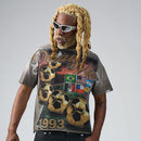 DUAA 'WC 93' Rhinestone T-Shirt in Grey