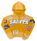 Men's BKYS 'Sports Academy' Zip-Up Hoodie in Golden Beige