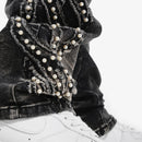 VOYAGE STUDIO 'PEARL' Flare Embroidery Denim (Washed Black) 53P26