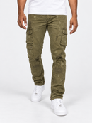 Makobi Berteli cargo pants in olive denim with multiple pockets, relaxed fit, and stylish design.