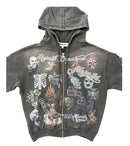 Majestik 'Department' Garment Dyed French Terry Zip Up Hoodie in Black