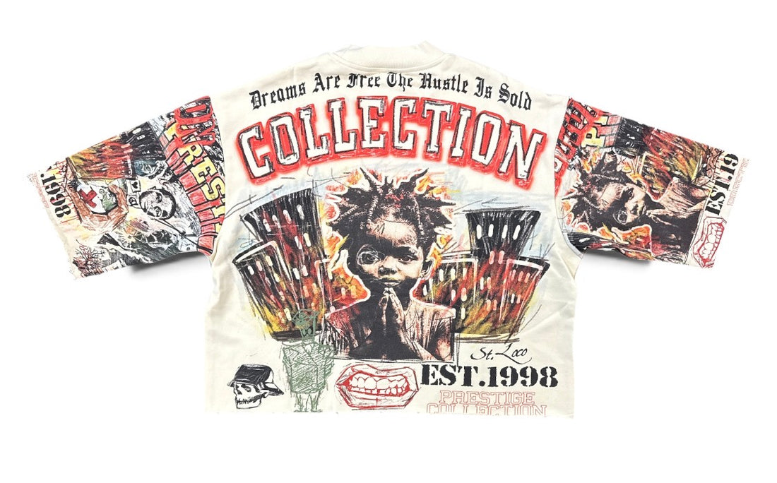 Prestige 'Street Rebels' Cropped T-Shirt In Cream | Fresh N Fitted