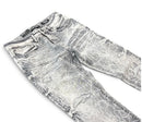 Men's black light spider web flare fit denim in grey, stacked denim style with detailed web pattern and fit by BLACK LIGHT.