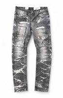 Evolution 'Combat Cargo' Slim Denim (Washed Black) EV-330265 - FRESH N FITTED