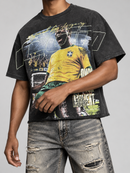 Men’s Rebel Denim 'Icon' Oversized French Terry T-shirt in Black