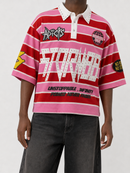 STORM88 RYDER Men's S/N Jersey 3/4 Sleeve Crop Top Polo in Pink ST8-001