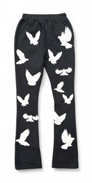 Black Pike 'Bird Gang' Stacked Sweatpants (Black) FB2531S - FRESH N FITTED
