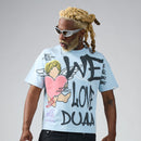 DUAA 'We Love' Rhinestone T-Shirt in Blue