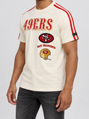 Pro Standard San Francisco 49ers striped retro classic T-shirt in eggshell with team logo and vintage design details.