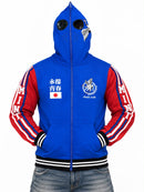 Men's Mint 'Eternal Youth' full zip-up hoodie in blue, showing the hoodie with a front zipper and hood, casual and stylish.