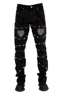 Focus 'Heart Breaker' Distressed Stacked Rhinestone Denim (Jet Black) 2582C - FRESH N FITTED