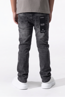 BLACK LIGHT Kids 'Applique' Slim Fit Denim in Black