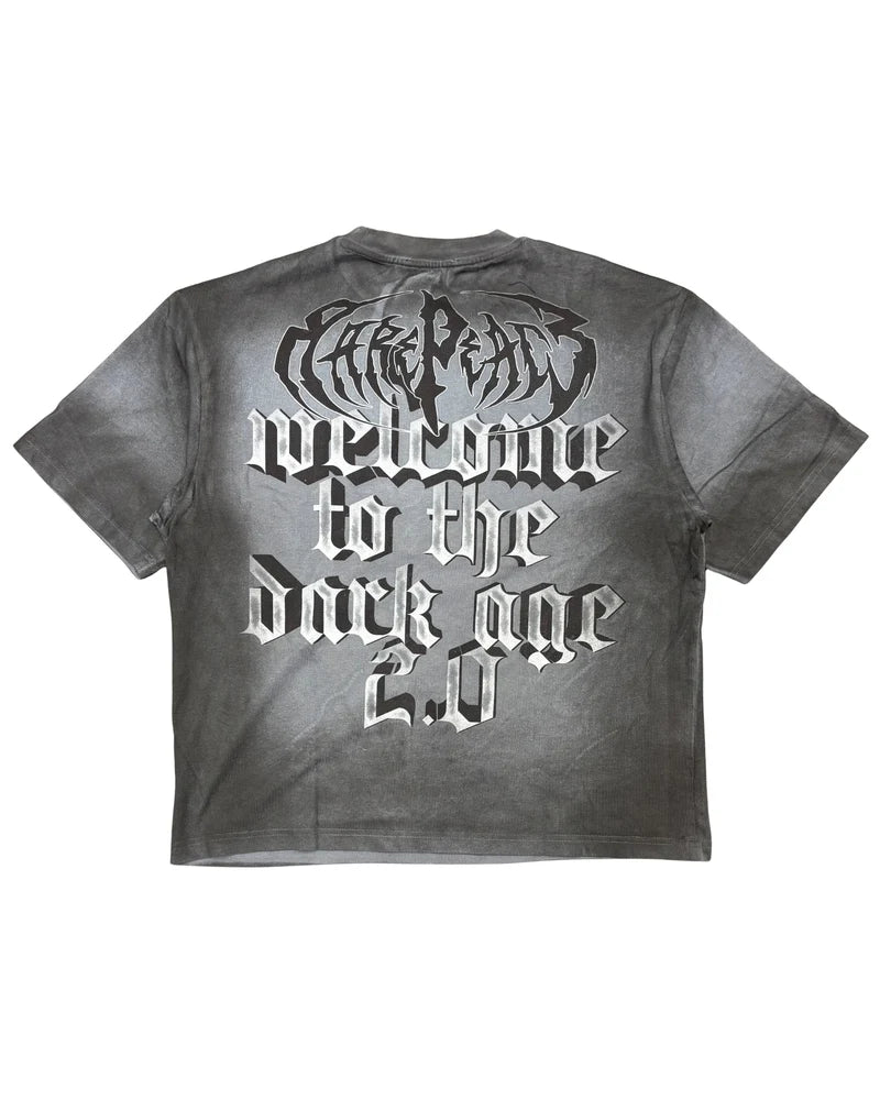 Rare Peace 'Trust No One' Oversized Rhinestone Cropped T-Shirt In