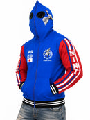 Men's Mint 'Eternal Youth' full zip-up hoodie in blue, soft fabric, with front pockets and adjustable drawstrings.