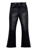 Original Fables 'Studs Cross' Flared Jeans (Black) G52-627 - FRESH N FITTED