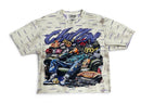 Men's BKYS ‘Chillin’ Cropped Rhinestone T-Shirt in Off-White