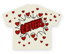Red Letters "Love Letters" Slightly Oversized T-Shirt in Cream