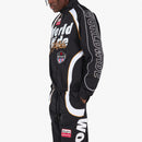 Men's Copper Rivet 'World Wide' Windbreaker Zip-Up Jacket in Black