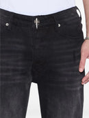Mens Ksubi Van Winkle Reup Black Kaliba denim jeans, showcasing a slim fit with classic black wash and signature Ksubi branding.