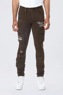Smoke Rise 'Slim Tapered Embroidered Cargo Twill' Pants (Bison) JP24516 - FRESH N FITTED