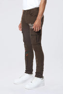 Smoke Rise 'Slim Tapered Embroidered Cargo Twill' Pants (Bison) JP24516 - FRESH N FITTED
