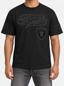 Pro Standard Las Vegas Raiders Blackout drop shoulder T-shirt in black, featuring team logo and 3D design details.