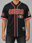 Black Pro Standard San Francisco 49ers Classic Mesh Button Down jersey tee with team logo and mesh details.