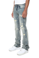 Smoke Rise 'Vintage Washed' Stacked Flare Denim (Topaz Blue) JP24702 - FRESH N FITTED