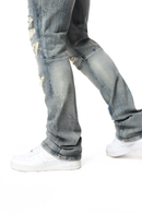 Smoke Rise 'Vintage Washed' Stacked Flare Denim (Topaz Blue) JP24702 - FRESH N FITTED