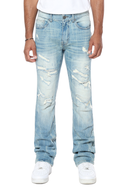 Smoke Rise 'Vintage Washed' Stacked Flare Denim (Adonis Blue) JP24702 - FRESH N FITTED