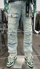 Vicious Denim 'Silver Studded' Straight Denim (Light Blue) VC754 - FRESH N FITTED